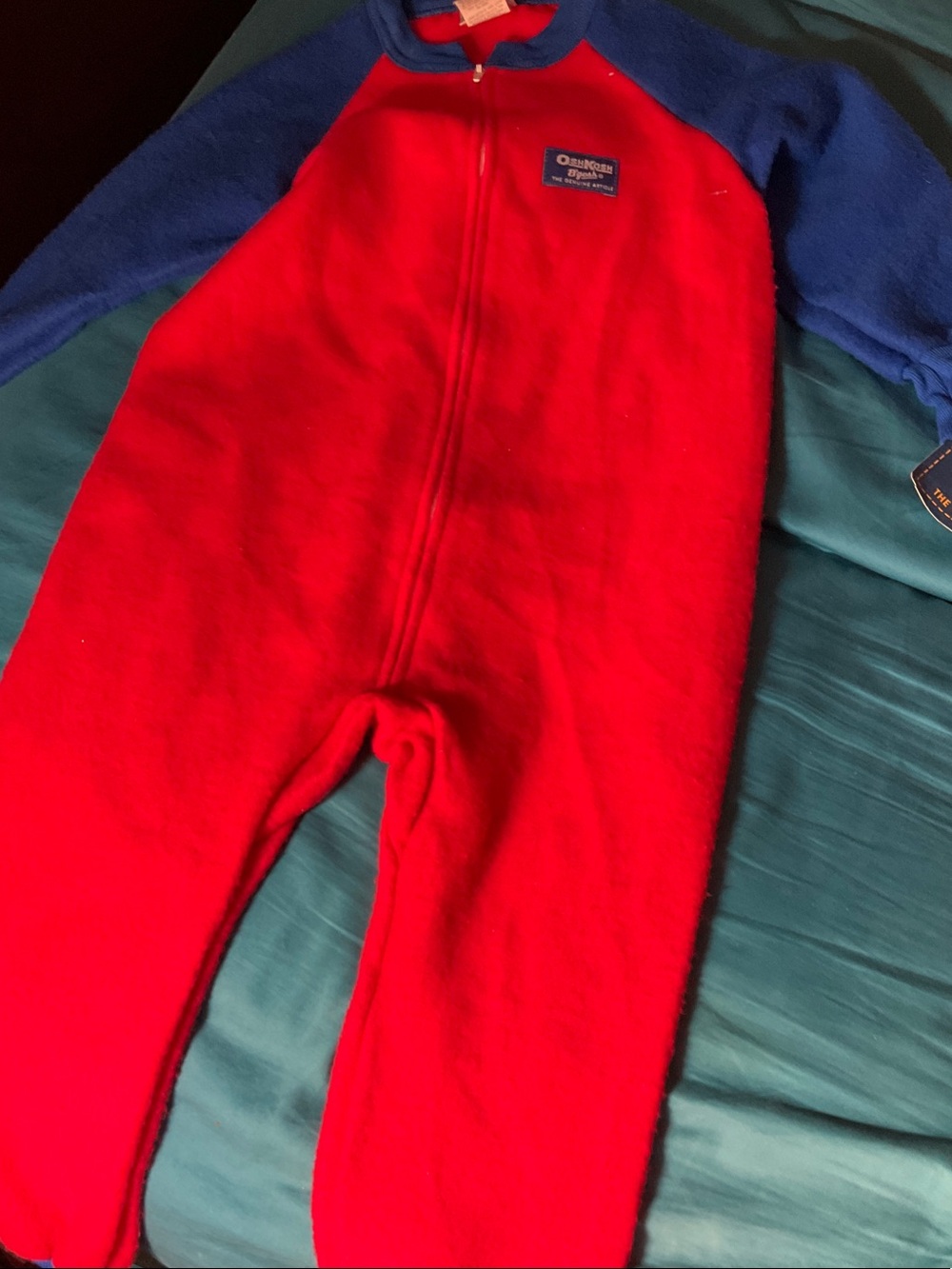 OshKosh B'gosh Red and Blue Fleece Footed One-Piece